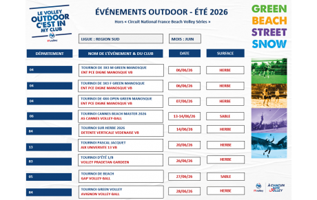 "Tournois outdoor c’est in my club" - juin